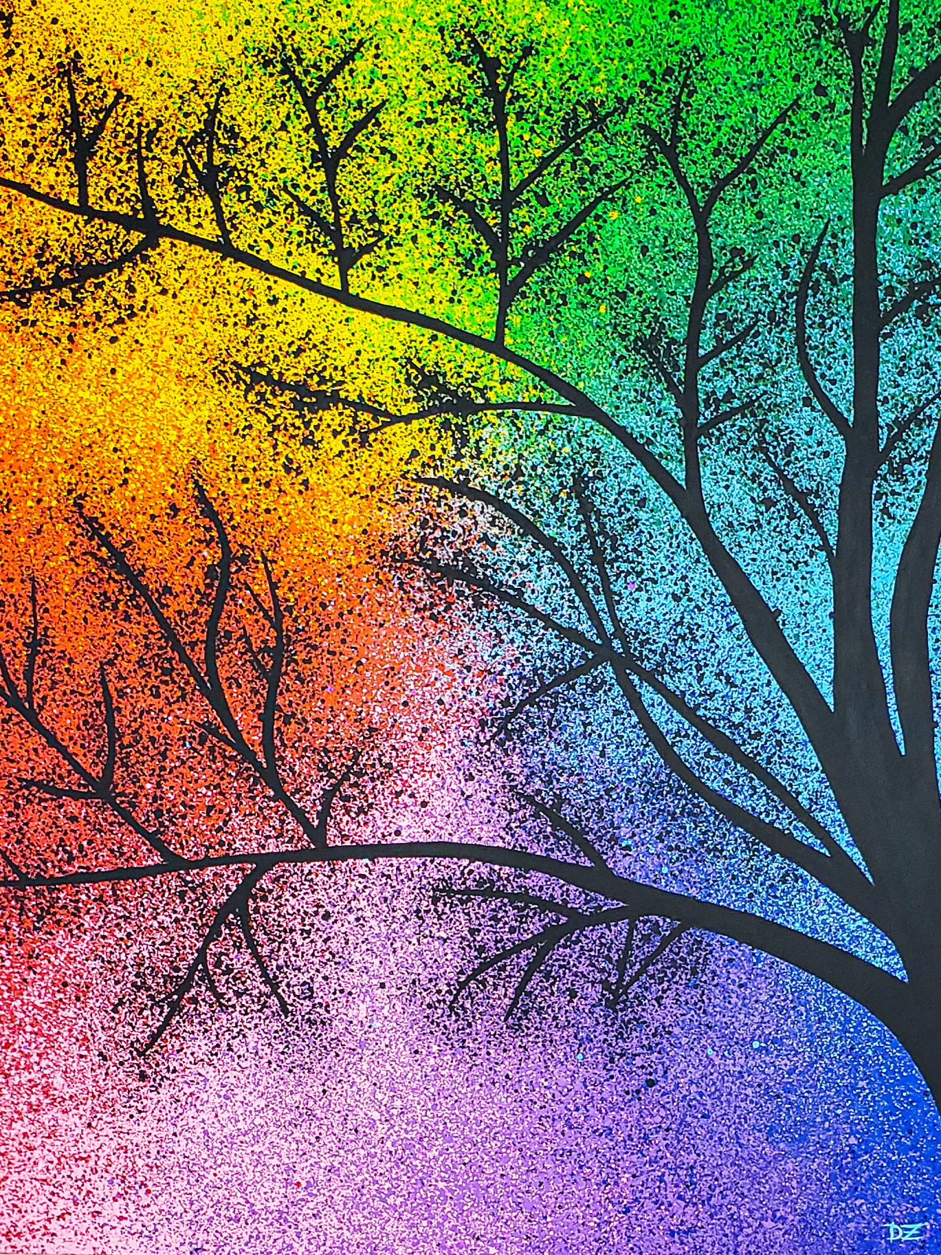 Árvore imersa em cores