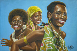 A pintura "Cor e Ritmo 3" pertence a coleção: "Negros, Batuque e Capoeira", que homenageia a contribuição dos povos africanos à cultura brasileira.
